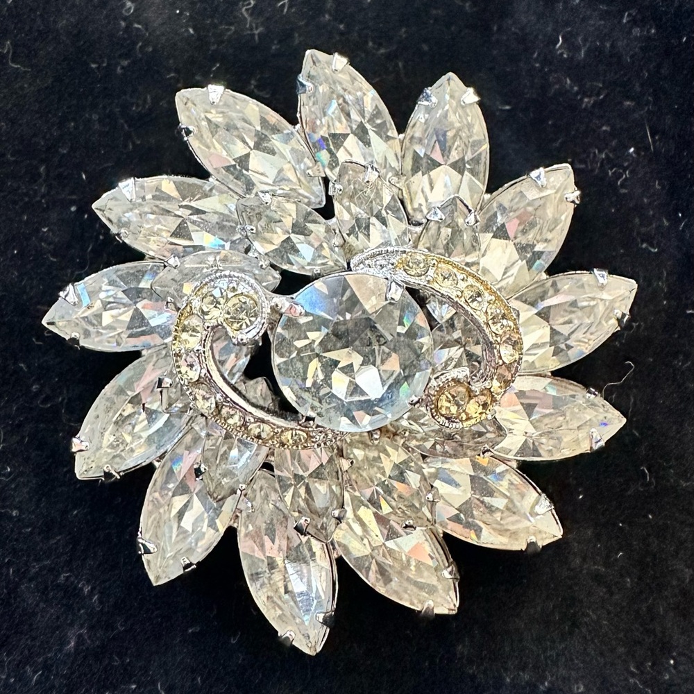 Eisenberg Silver-tone Crystal Brooch